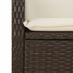Loungebanken-vidaXL - Verstelbare loungebank met crème kussens - Bruin rattan - 105x66x93 cm