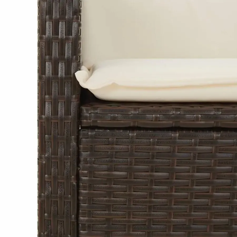 Loungebanken-vidaXL - Verstelbare loungebank met crème kussens - Bruin rattan - 105x66x93 cm