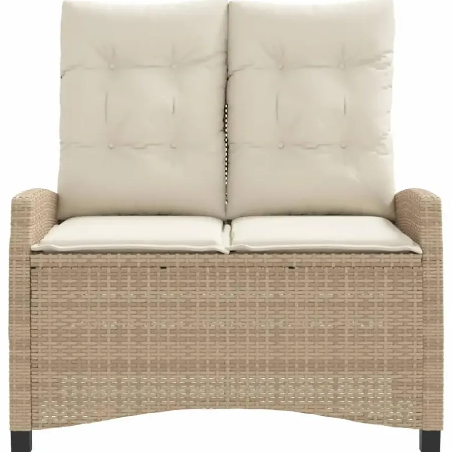 Loungebanken-vidaXL - Verstelbare loungebank met crème kussens - Beige rattan - 105x66x93 cm