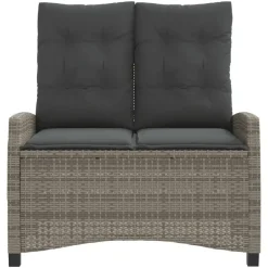 vidaXL - Verstelbare loungebank met kussens - Grijs - Poly rattan - 105x66x93 cm