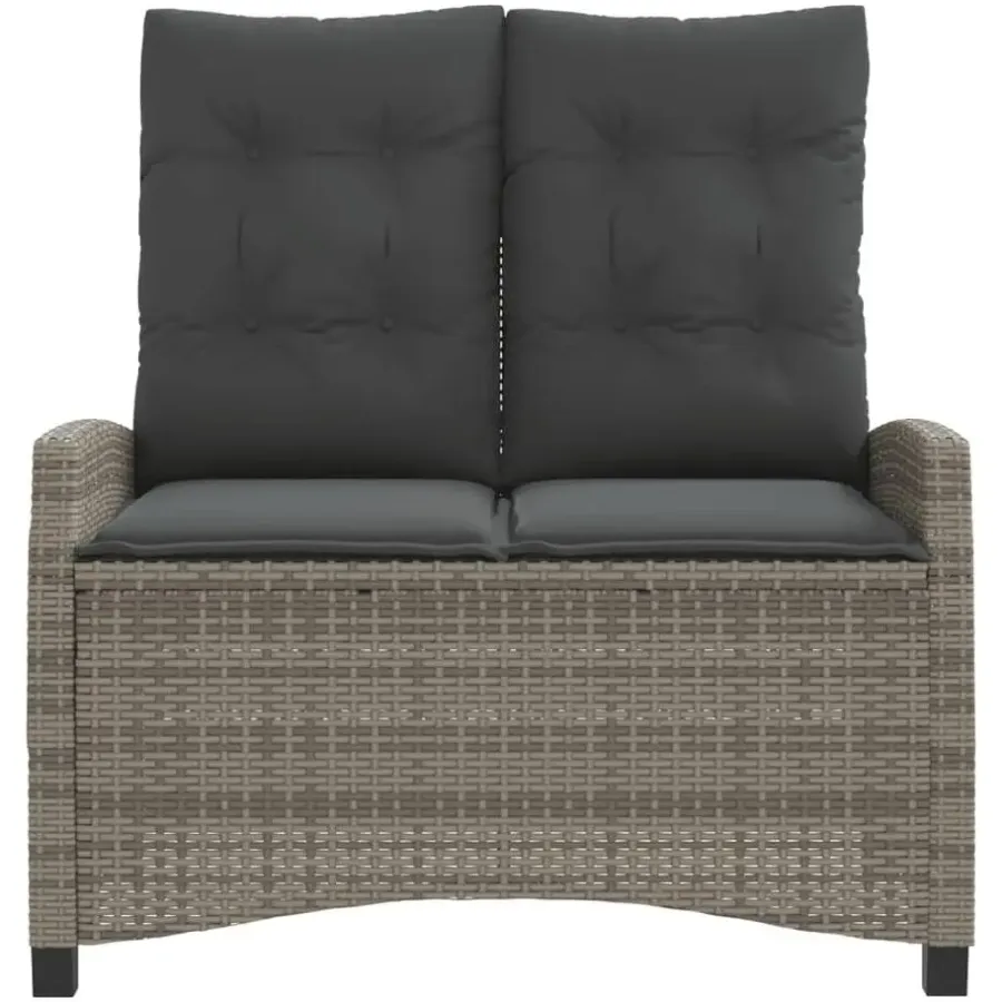 vidaXL - Verstelbare loungebank met kussens - Grijs - Poly rattan - 105x66x93 cm