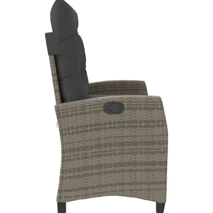 vidaXL - Verstelbare loungebank met kussens - Grijs - Poly rattan - 105x66x93 cm