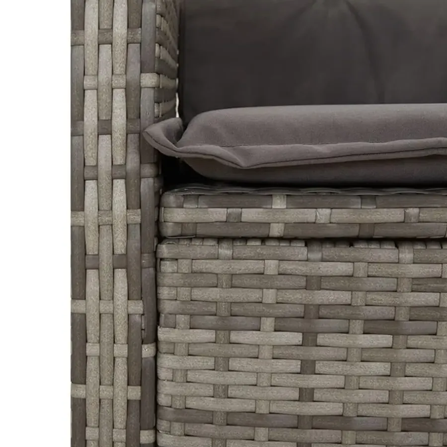 vidaXL - Verstelbare loungebank met kussens - Grijs - Poly rattan - 105x66x93 cm