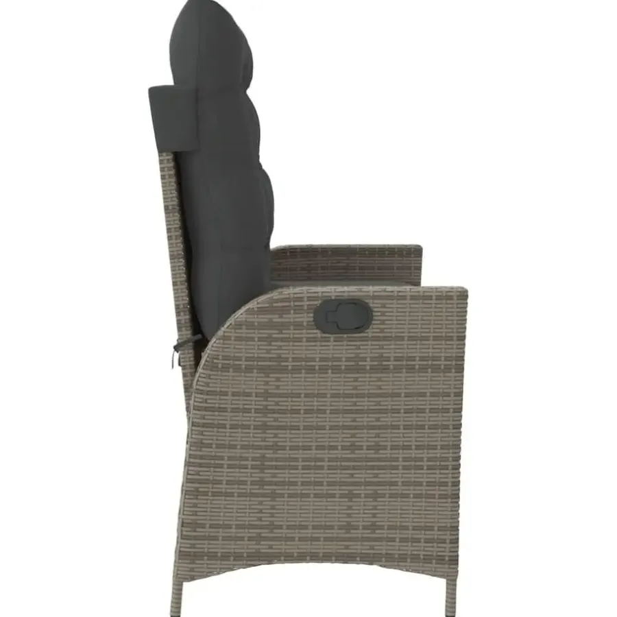 Loungebanken-vidaXL - Verstelbare loungebank met kussens - Grijs - Poly rattan - 104x59x93 cm