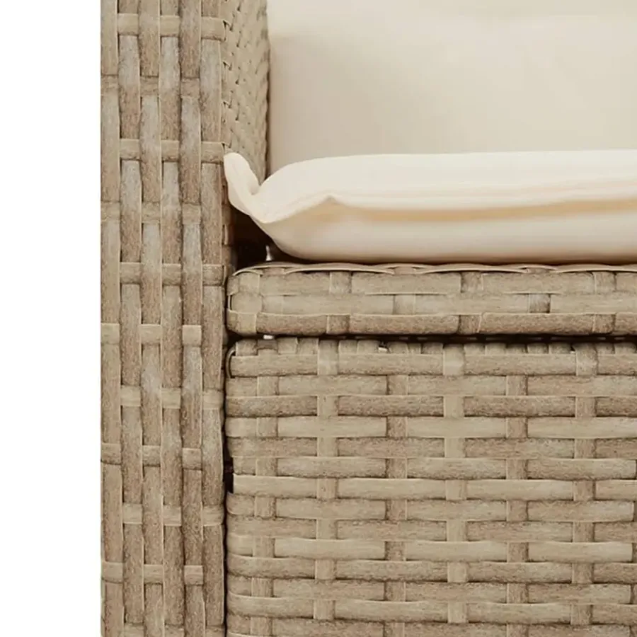 Loungebanken-vidaXL - Verstelbare loungebank met crème kussens - Beige rattan - 104x59x93 cm