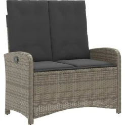 vidaXL - Verstelbare loungebank met kussens - Grijs - Poly rattan - 105x59x93 cm