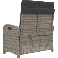 vidaXL - Verstelbare loungebank met kussens - Grijs - Poly rattan - 105x59x93 cm