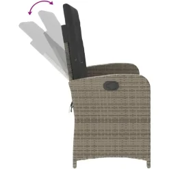 vidaXL - Verstelbare loungebank met kussens - Grijs - Poly rattan - 105x59x93 cm