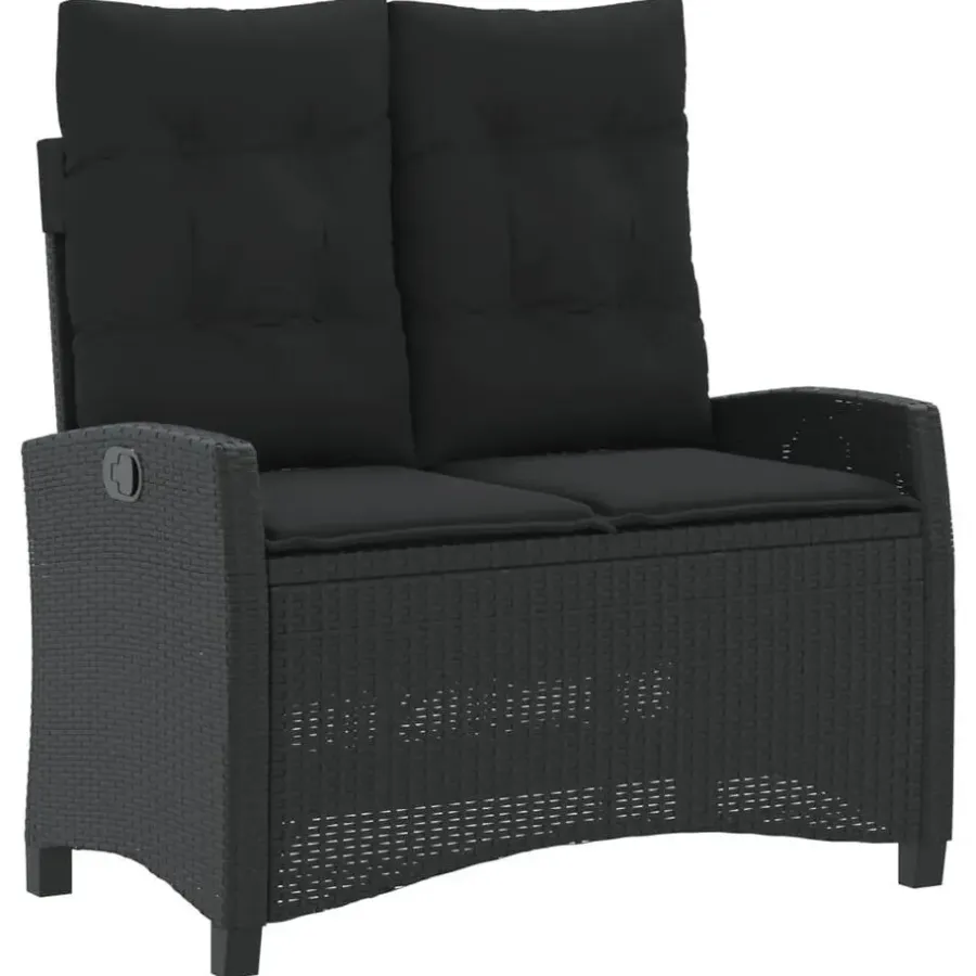 vidaXL - Verstelbare loungebank met kussens - Zwart - Poly rattan - 105x66x93 cm