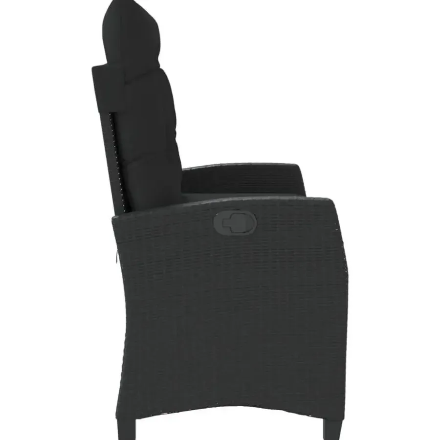 vidaXL - Verstelbare loungebank met kussens - Zwart - Poly rattan - 105x66x93 cm