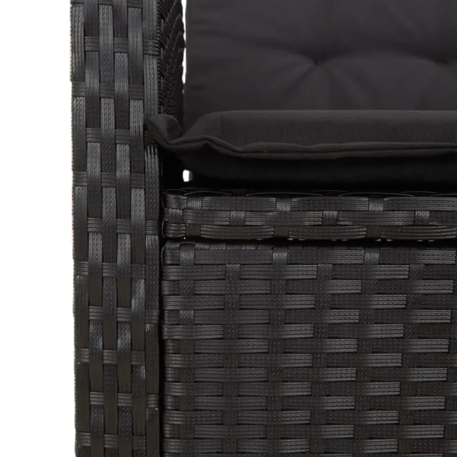 vidaXL - Verstelbare loungebank met kussens - Zwart - Poly rattan - 105x66x93 cm