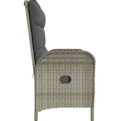 vidaXL - Verstelbare tuinbank met kussens 107 cm - Grijs - Poly rattan