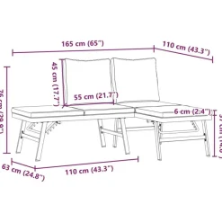 Tuinbanken-vidaXL - Verstelbare Tuinbanken met kussens zwart - Gepoedercoat staal - 2 stuks