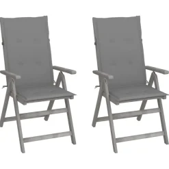 vidaXL - Verstelbare tuinstoelen met kussens - Grijs - Acaciahout - 2 stuks