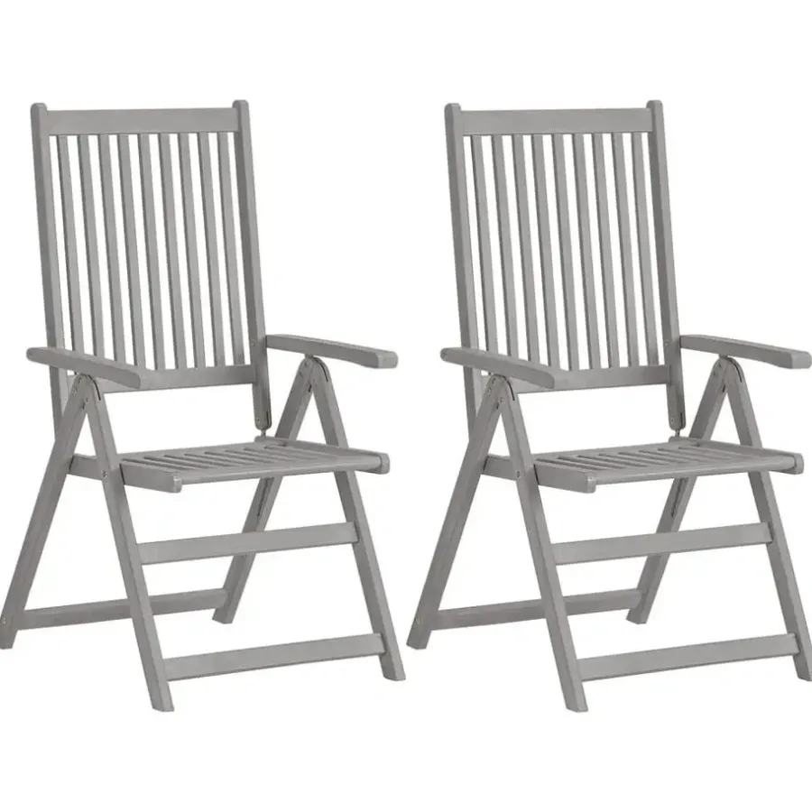 vidaXL - Verstelbare tuinstoelen met kussens - Grijs - Acaciahout - 2 stuks