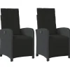 vidaXL - Verstelbare tuinstoelen - Kussens - Zwart - Poly rattan - 2 stuks