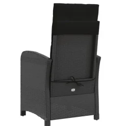 vidaXL - Verstelbare tuinstoelen - Kussens - Zwart - Poly rattan - 2 stuks