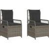 Tuinstoelen-vidaXL - Verstelbare tuinstoelen - Grijs - Poly rattan - 2 stuks