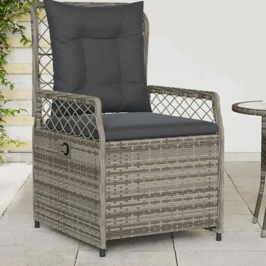 Tuinstoelen-vidaXL - Verstelbare tuinstoelen - Grijs - Poly rattan - 2 stuks