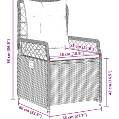 Tuinstoelen-vidaXL - Verstelbare tuinstoelen - Grijs - Poly rattan - 2 stuks