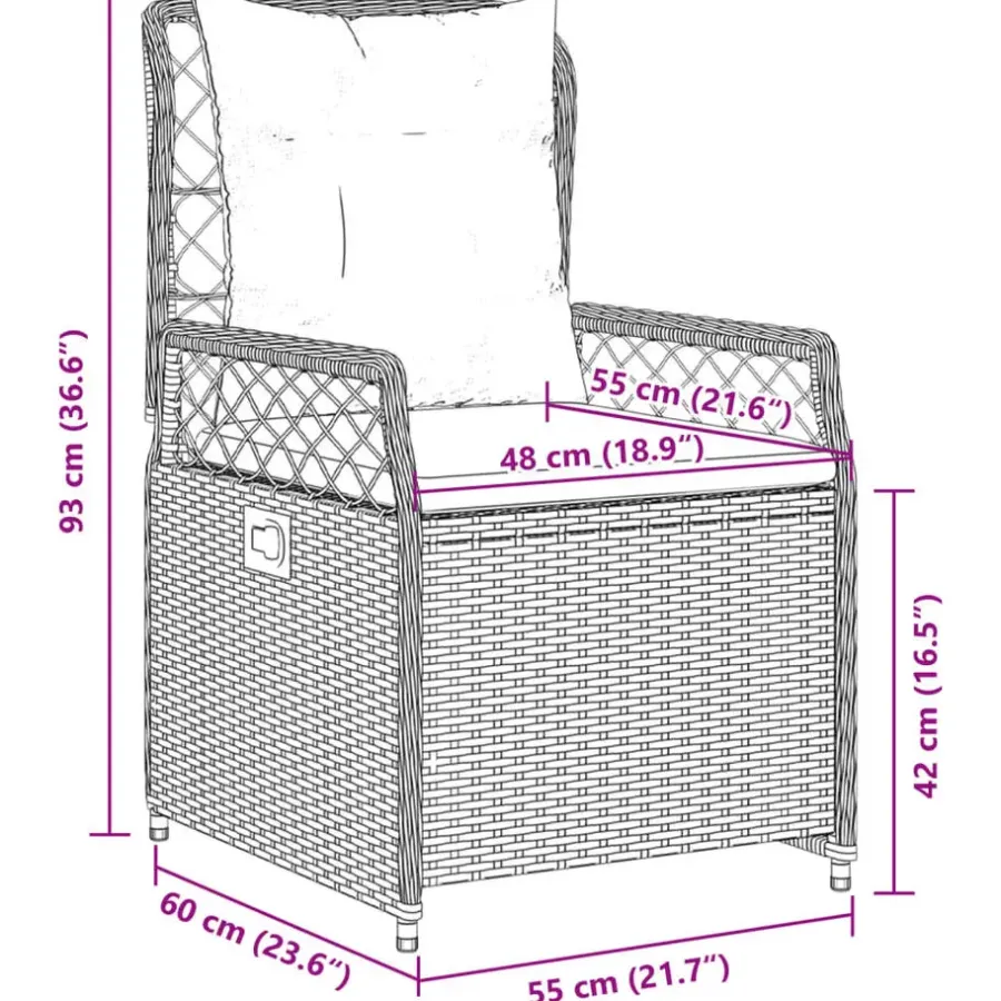 Tuinstoelen-vidaXL - Verstelbare tuinstoelen - Grijs - Poly rattan - 2 stuks