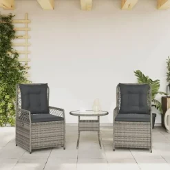 Tuinstoelen-vidaXL - Verstelbare tuinstoelen - Grijs - Poly rattan - 2 stuks