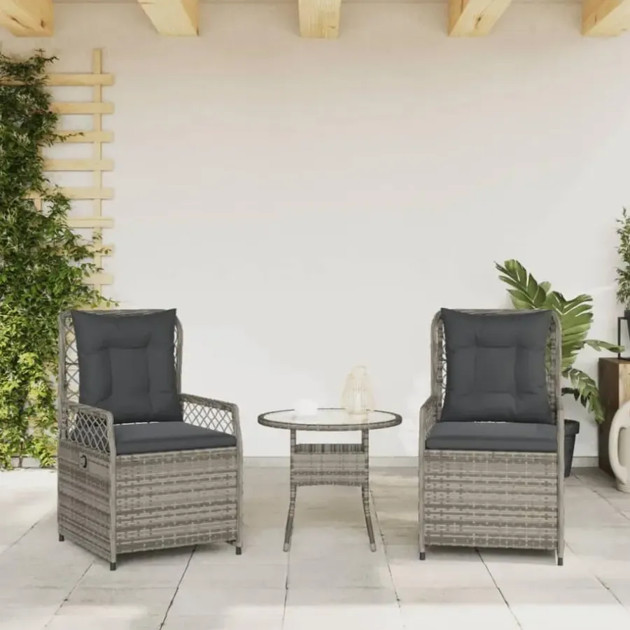 Tuinstoelen-vidaXL - Verstelbare tuinstoelen - Grijs - Poly rattan - 2 stuks