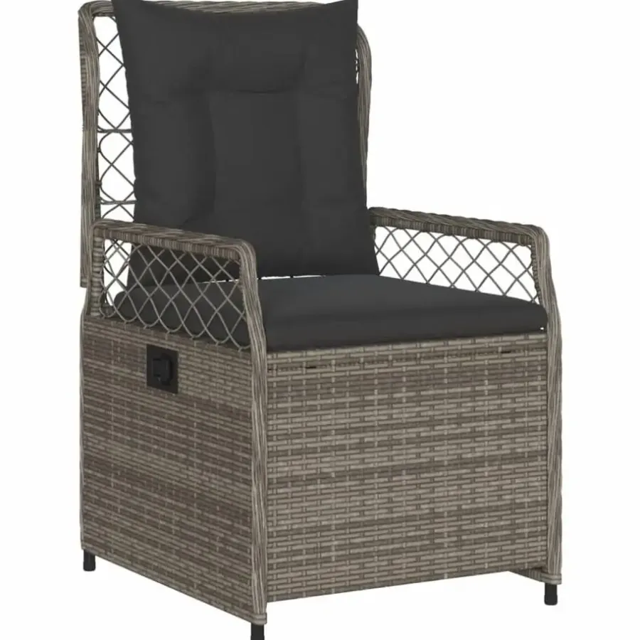 Tuinstoelen-vidaXL - Verstelbare tuinstoelen - Grijs - Poly rattan - 2 stuks
