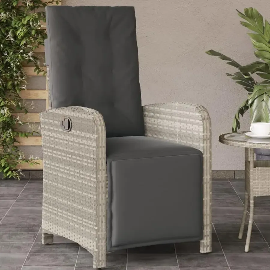 Tuinstoelen-vidaXL - Verstelbare tuinstoelen en voetensteun - Grijs - Poly rattan - 2 stuks