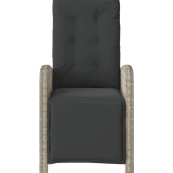 Tuinstoelen-vidaXL - Verstelbare tuinstoelen en voetensteun - Grijs - Poly rattan - 2 stuks