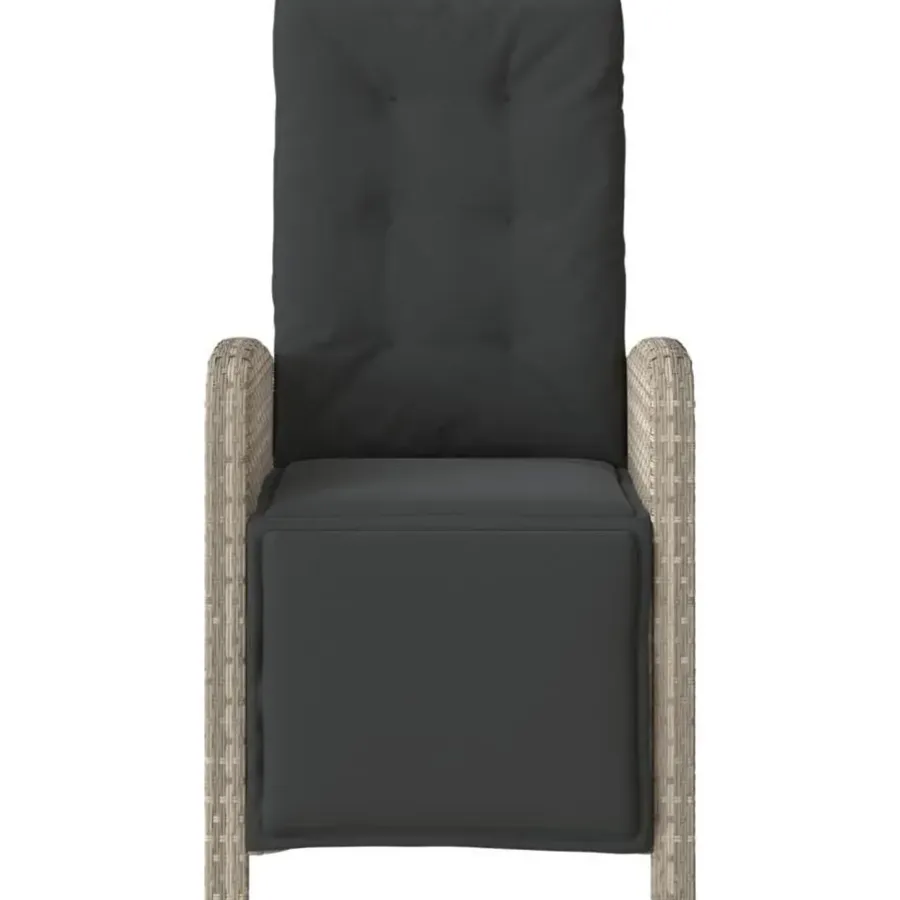 Tuinstoelen-vidaXL - Verstelbare tuinstoelen en voetensteun - Grijs - Poly rattan - 2 stuks