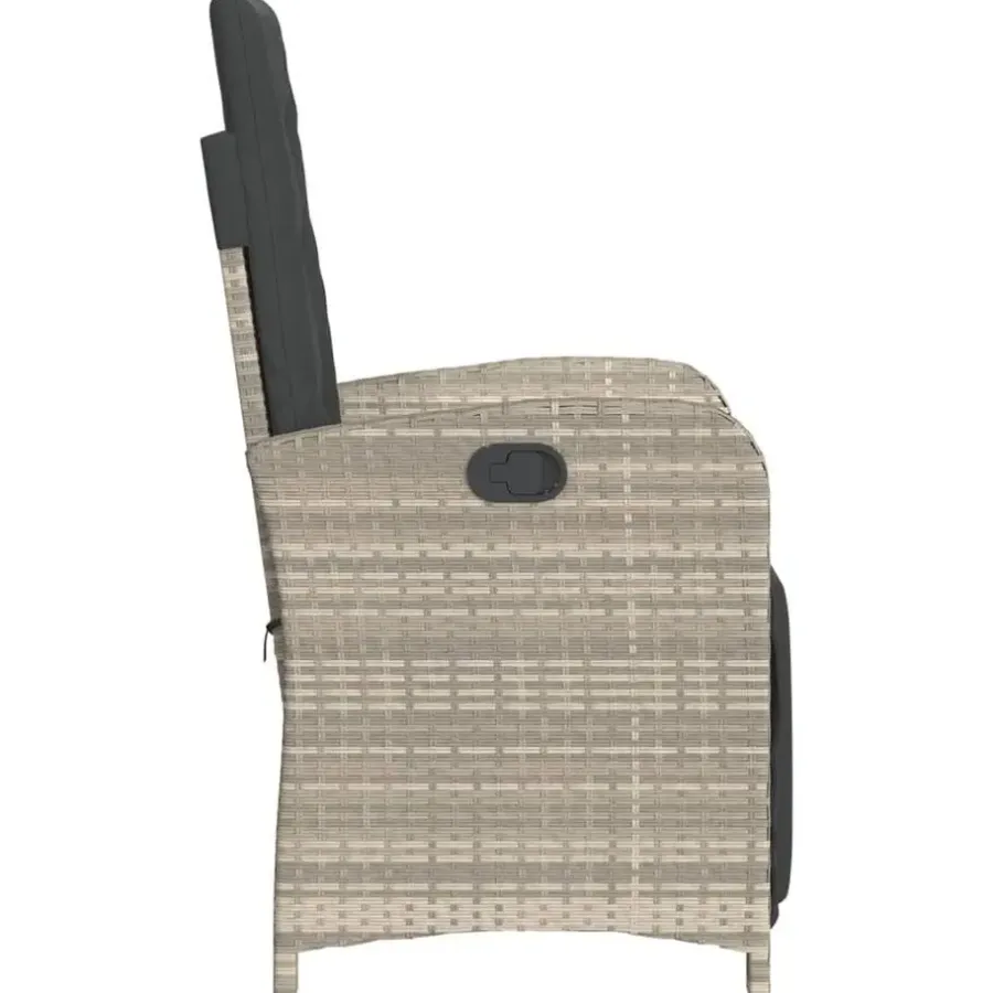 Tuinstoelen-vidaXL - Verstelbare tuinstoelen en voetensteun - Grijs - Poly rattan - 2 stuks