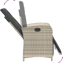 Tuinstoelen-vidaXL - Verstelbare tuinstoelen en voetensteun - Grijs - Poly rattan - 2 stuks