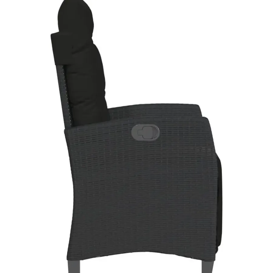 vidaXL - Verstelbare tuinstoelen met voetensteun - Zwart - Poly rattan - 2 stuks