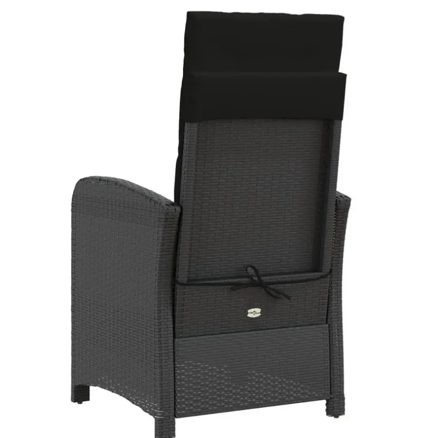 vidaXL - Verstelbare tuinstoelen met voetensteun - Zwart - Poly rattan - 2 stuks