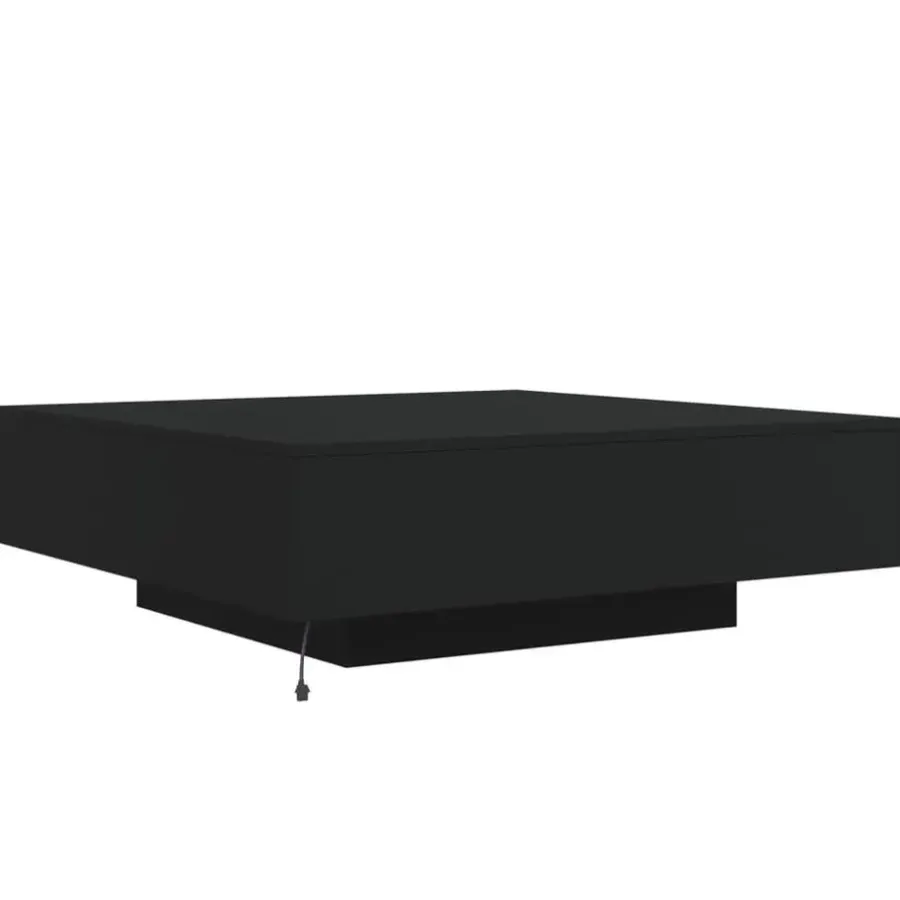 Salontafels-vidaXL - Vierkante salontafel met LED - Zwart - Bewerkt hout - 100x100x31 cm