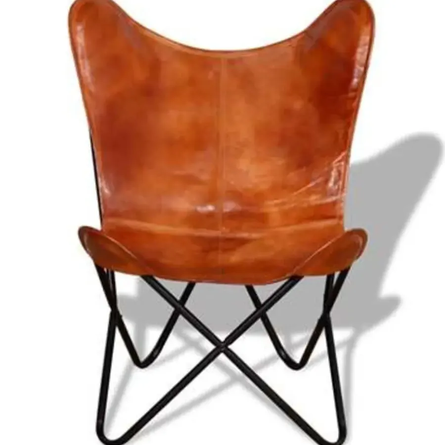 Fauteuils-vidaXL - Vlinderstoel - Bruin - Leer