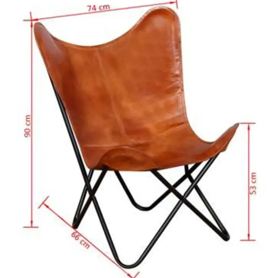 Fauteuils-vidaXL - Vlinderstoel - Bruin - Leer