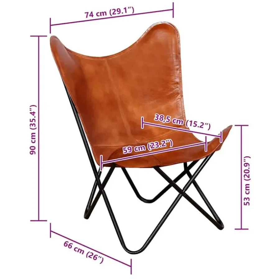 Fauteuils-vidaXL - Vlinderstoel - Bruin - Leer