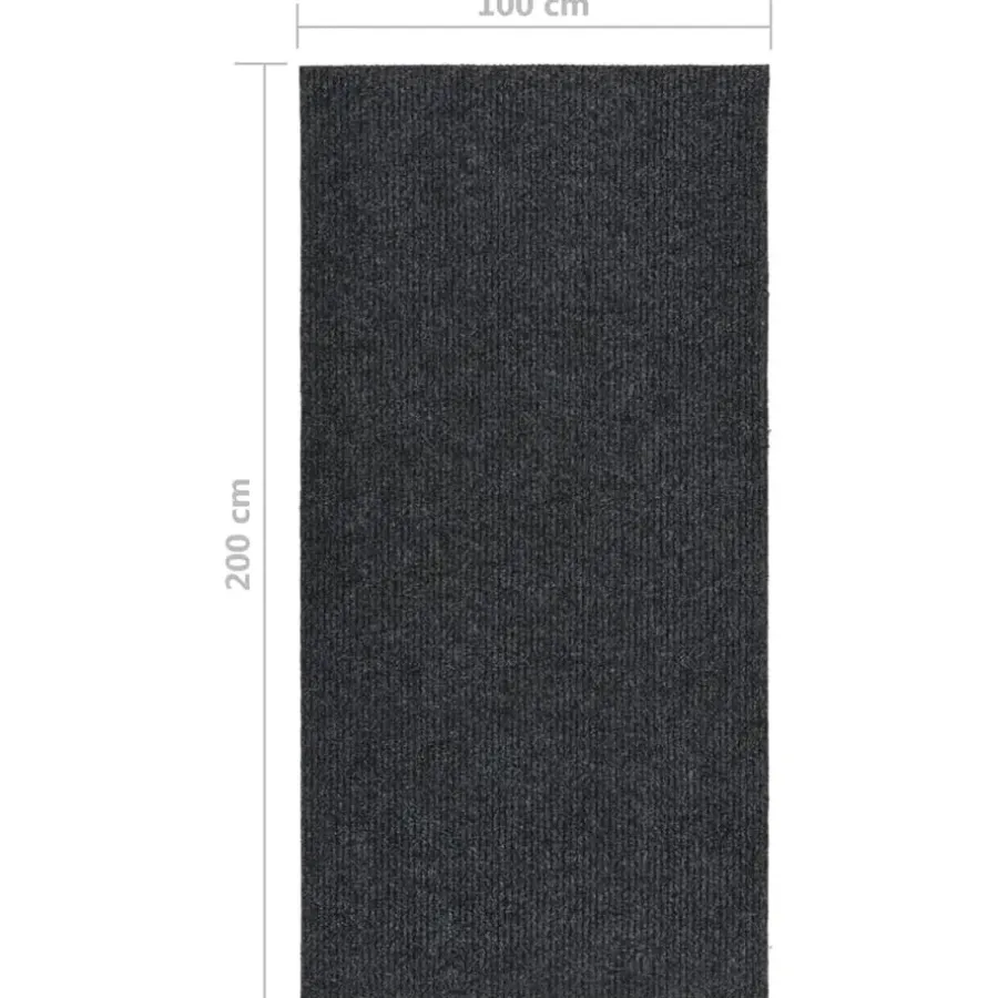 Deurmatten-vidaXL - Vloerkleed - Antraciet - Polypropyleen - 100 x 200 cm