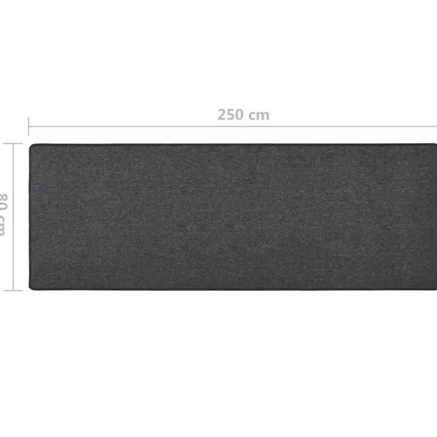 Tapijtlopers En Keukenlopers-vidaXL - Vloerkleed - Antraciet - Polypropyleen - 80 x 250 cm