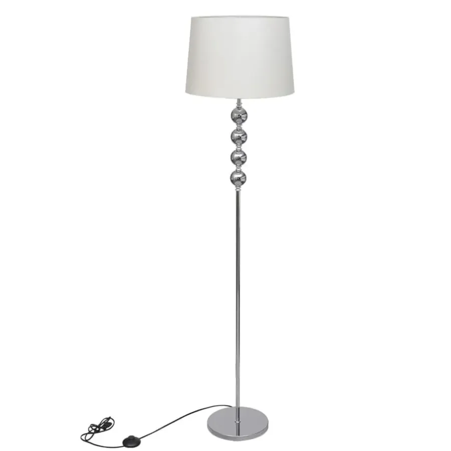 Staande Lampen-vidaXL - Vloerlamp - Wit - Chrome