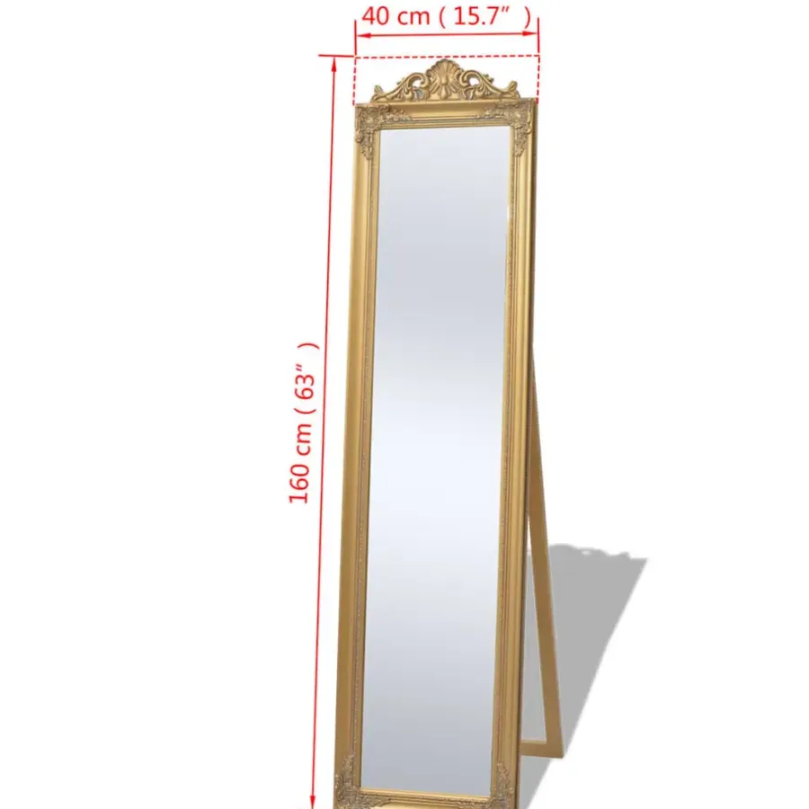 Spiegels-vidaXL - Vrijstaande Spiegel - Goud - Hout - 160 x 40 cm