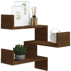 vidaXL - Wandhoekschap - Bruin - Bewerkt hout