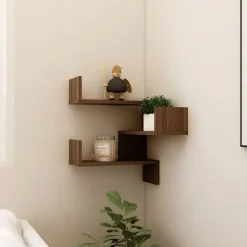 vidaXL - Wandhoekschap - Bruin - Bewerkt hout