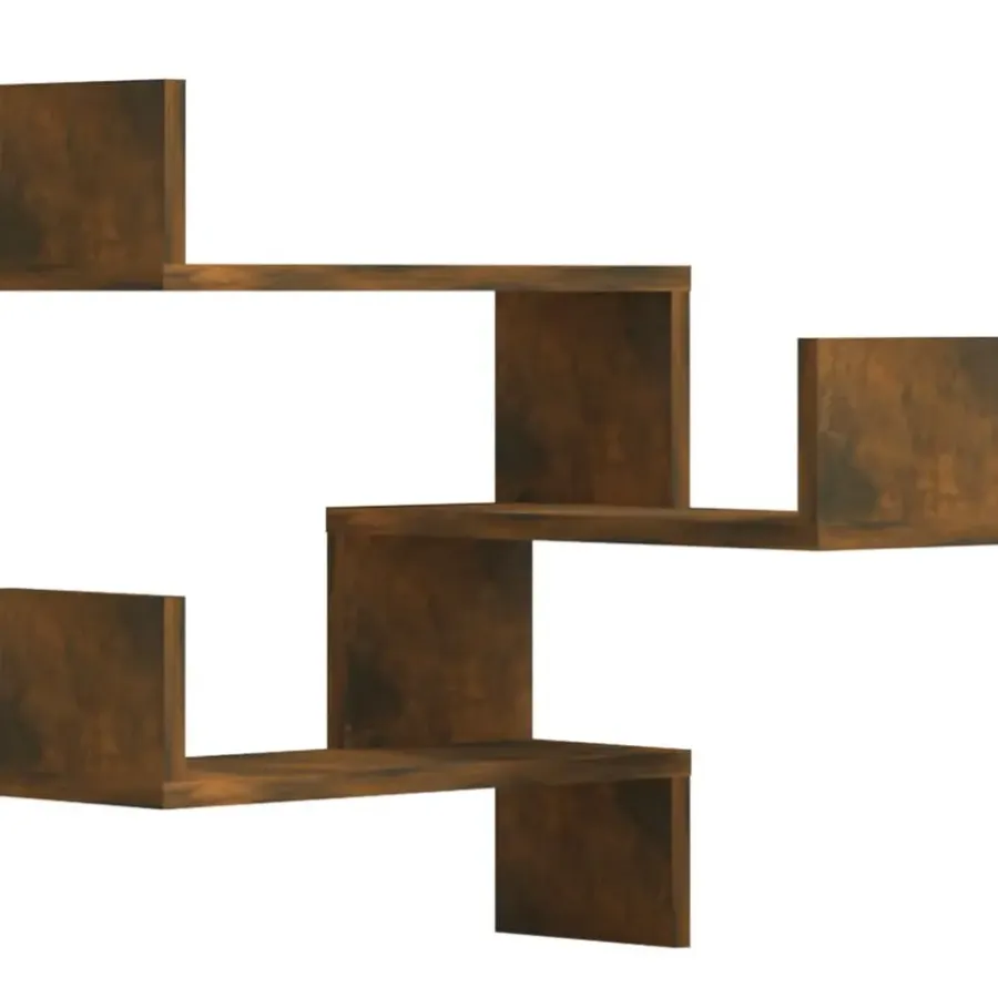Wandplanken-vidaXL - Wandhoekschap - Bruin - Bewerkt hout - 2 stuks