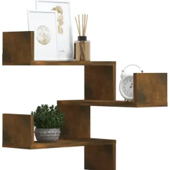 Wandplanken-vidaXL - Wandhoekschap - Bruin - Bewerkt hout - 2 stuks