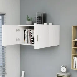 Wandkasten-vidaXL - Wandkast - Wit - Bewerkt hout