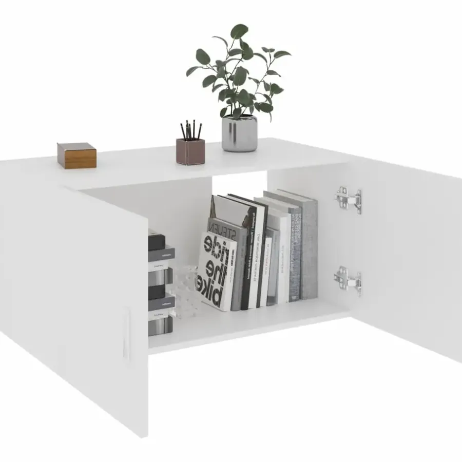 Wandkasten-vidaXL - Wandkast - Wit - Bewerkt hout
