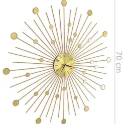 vidaXL - Wandklok - Goud - Metaal - 70 cm